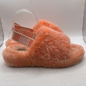 Ugg Fluff Yeah Slip On Shoes Sandals Slippers Pink Fuzzy Furry Womens 7
